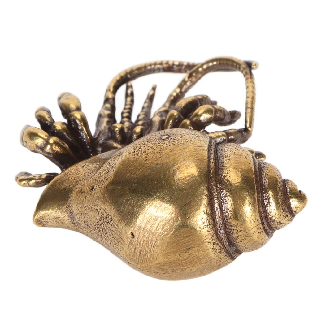 Brass Hermit Crab Staute Compact Flat Bottom Tea Pet Hermit Crab Desktop Decor for Office