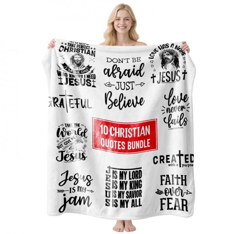 Soft Fleece Blanket With Customizable Gift Text Print Sofa Nap Or Air Conditioning Use