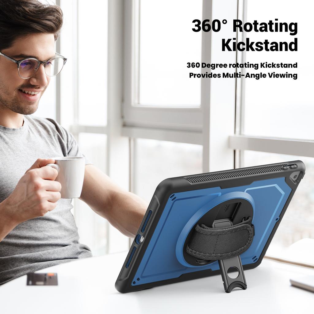 Tablet Case For iPad 10.2 (2021)/(2020)/(2019)/Air 10.5 Inch (2019)/Pro 10.5-inch (2017) PC+TPE Cover with Shoulder Strap