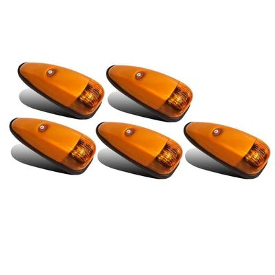 5-Pack Amber Teardrop Marker Lights Waterproof | Roof Running Decoration Lights with 12V Bulbs for Heavy Duty Trucks
