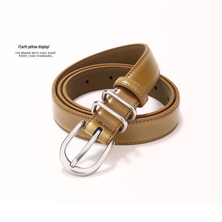 Women's Retro Korean Style Cowhide Leather Belt with Pin Buckle for Jeans