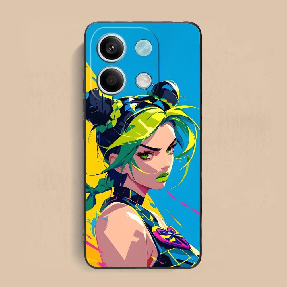JOJO Jolyne Kujo Phone Case for Xiaomi Redmi Note 14 13 12 11 10 9 S A Pro Plus Lite 5G Black Smartphone Cover Cellphones