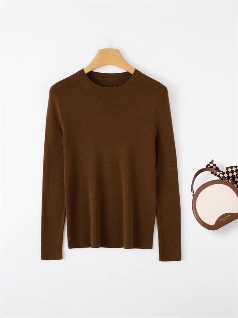 Spring/Autumn 2026 Women's Loose Solid Color Wool Pullover Sweater - Cute and Slimming Base Layer