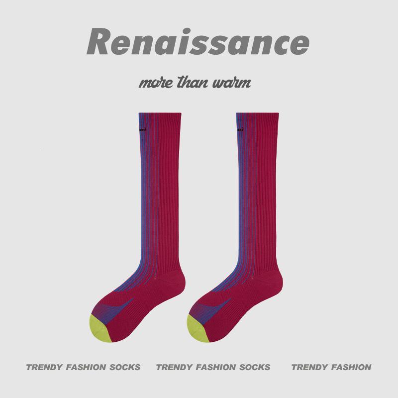 Renaissance Vibrant Orange Low-Pressure Yoga & Fitness Mid-Calf Socks
