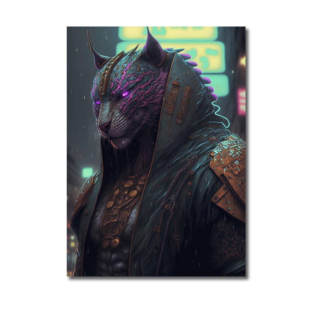 Satın alın Cyberpunk Cat Animal Poster Print Wall Art Anime Canvas ...