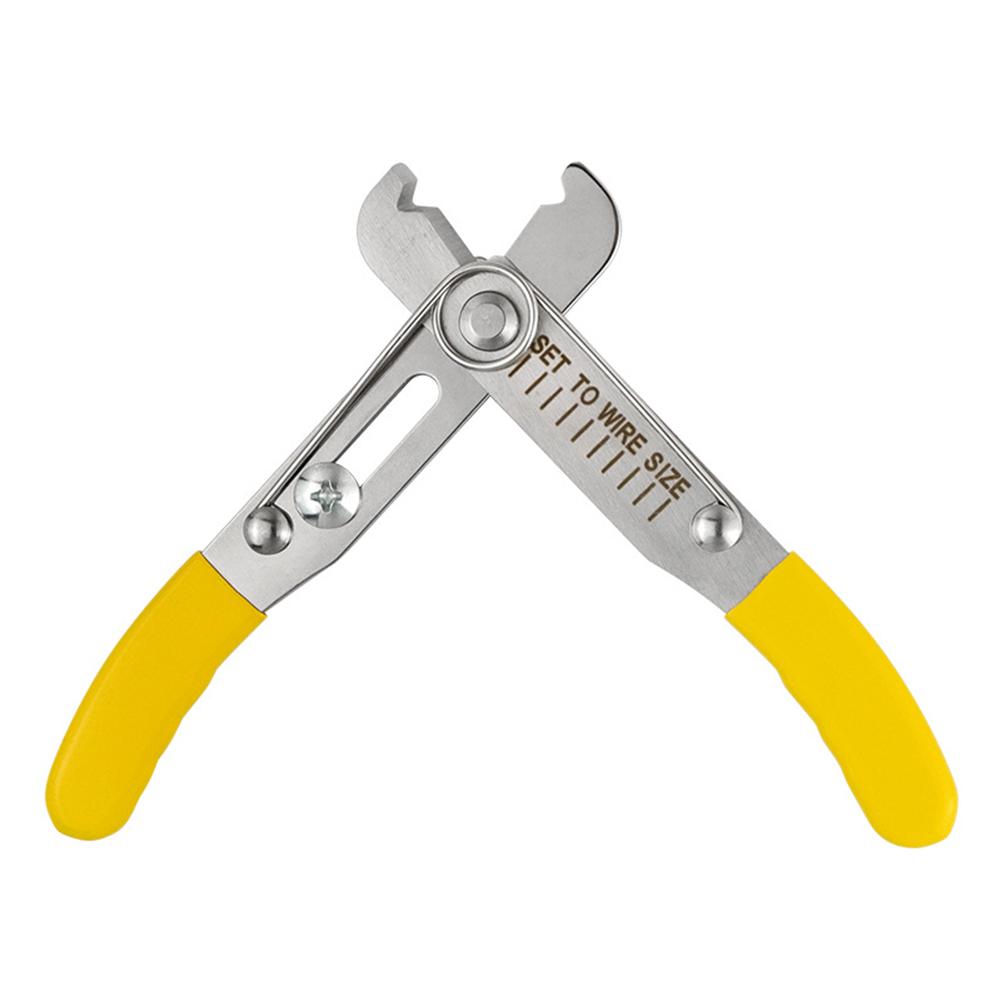 Wire Stripper Pliers Adjustable for Wire Sizes 054 To 40mm Stainless Steel Electrician Tool with Yellow Handle