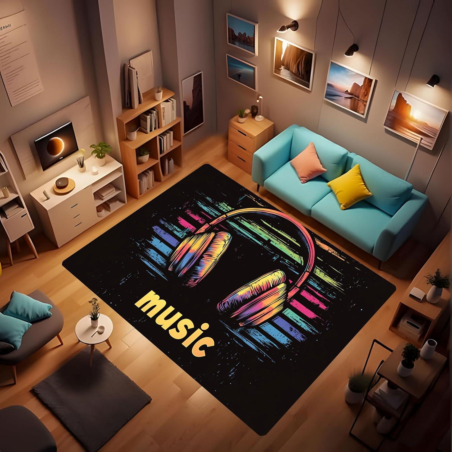 

Music Game Element Washable Living Room Carpet Non-Slip Soft and Comfortable Foldable Carpet for Bedroom Dining Room Music Room 40x60CM