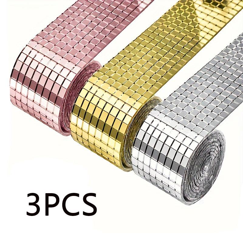 3Pcs Disco Ball Mirror Glass Sticker Self-Adhesive Mosaic Tiles Mirror for DIY Disco Party Decor Collages Craft Mosaic Patches