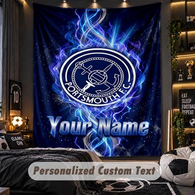 TapestryPortsmouth FC Custom Name Text Personalized Wall Hanging Tapestry Home Wall Decor