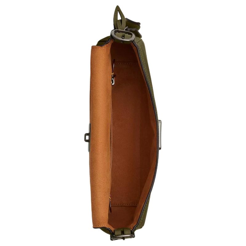 Coach Etta 25 Klappendesign Leder Handtasche Umhängetasche Mittelgroß Damen Olivgrün