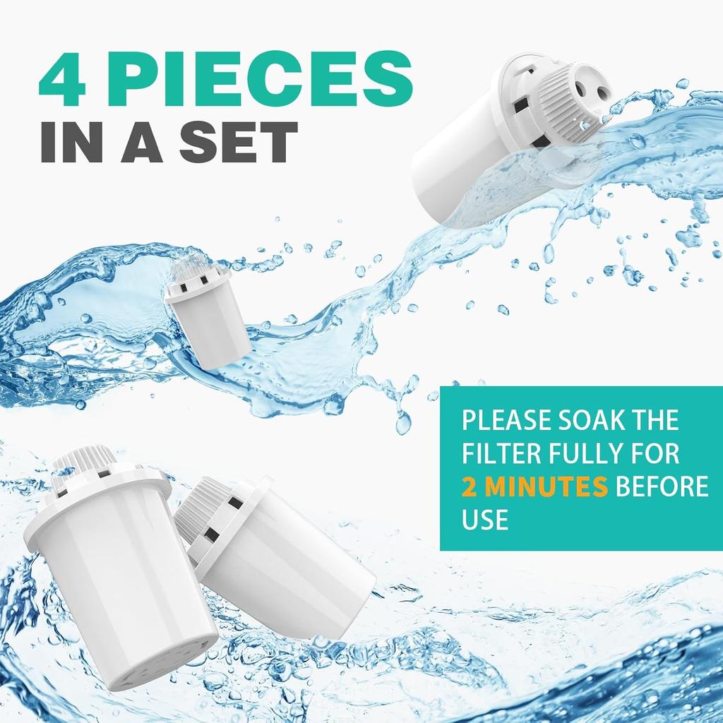 Dog Water Fountain Filters Replacement 4 Pack,2 Months Set of Water Filter Replacement for SwSun Large Pet Water Fountain Stainless Steel,7 Layer