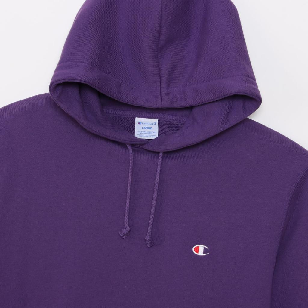 Champion Long Sleeve Fleece Hoodie with Embroidered Deep Size Men's Logo, Purple, C3-Y136L