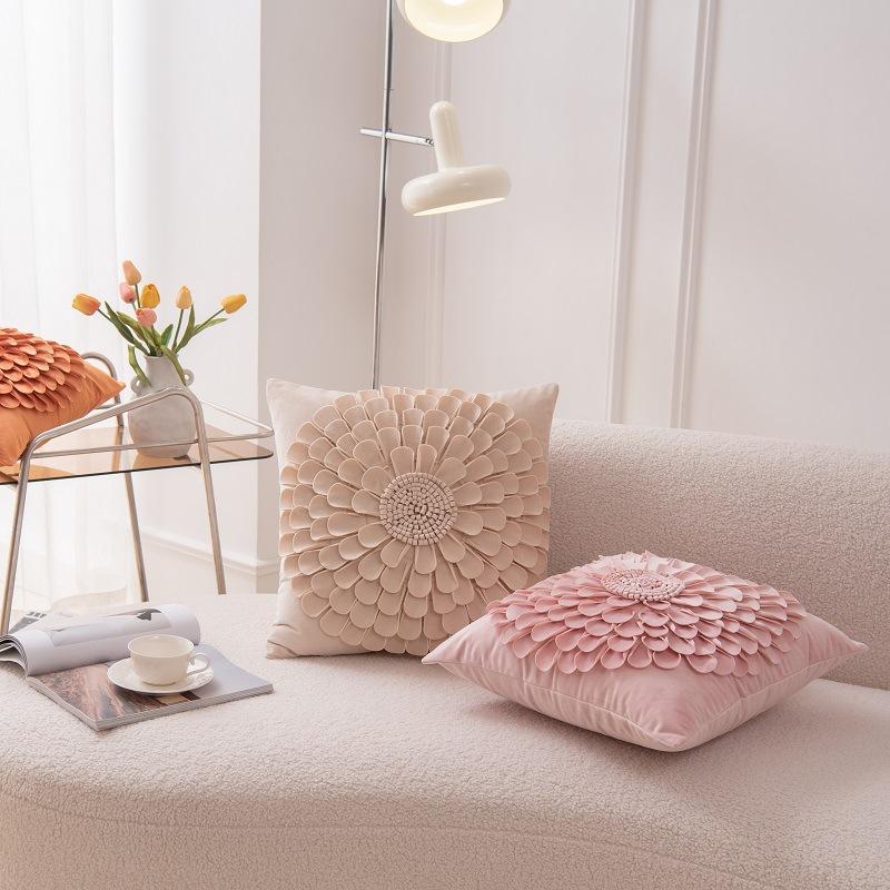 Luxury 3D Flower Plush Pillow Cover Soft Short Velvet Decorative Cushion Case for Sofa Home Party Decoration Cushion Cover