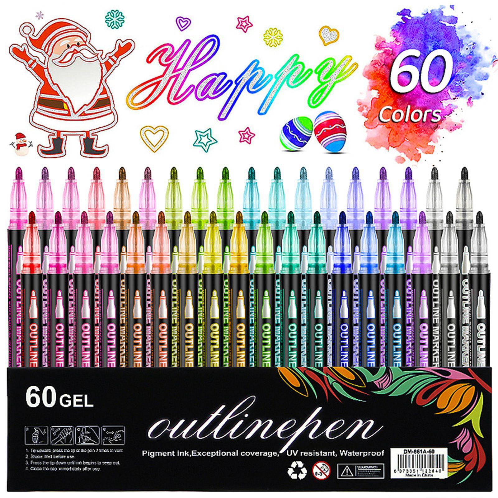 

Double Line Pen 60-color Marking Pen Set Glitter Drawing Pen Suitable For Making Greeting Cards DIY Handicrafts Christmas Valentine s Gifts 60ml One Size білий
