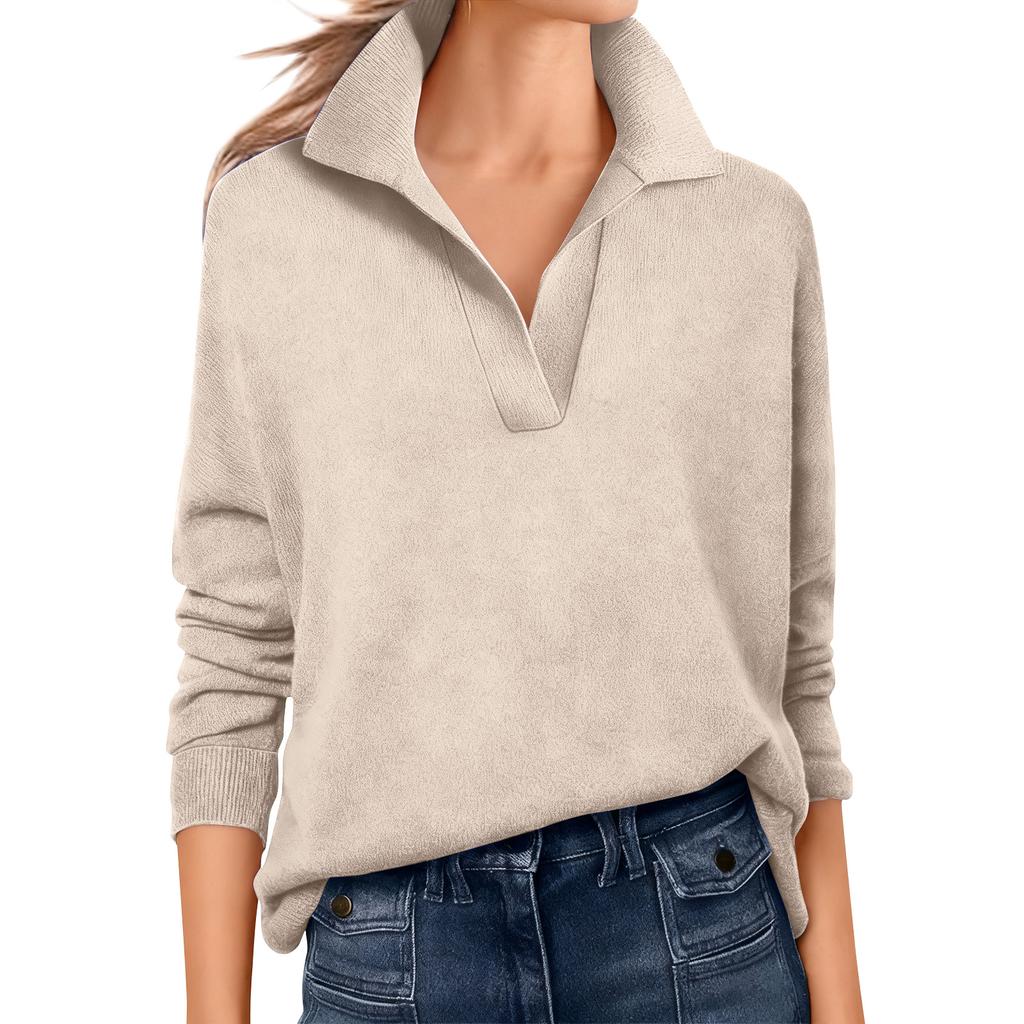 Women's Fashion Long V-neck Pullover Knitted Sweater Top