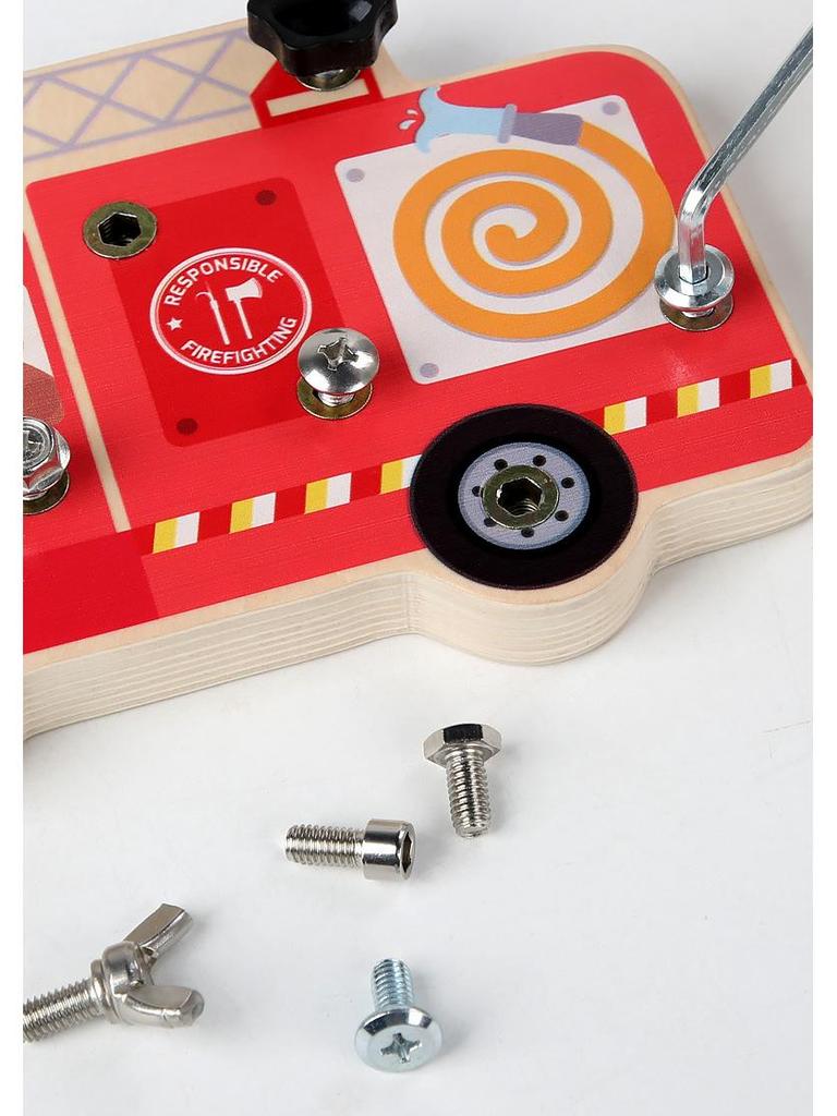 Wooden Montessori Fire Truck Toy for Children's Hand-Eye Coordination and Concentration Skills Development