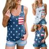 Women US Flag Tank Top July 4th Loose Fit Sleeveless Stars Stripes T Shirt Vest