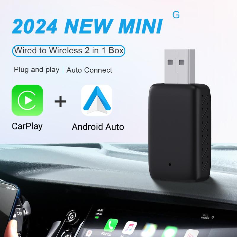 

НОВЫЙ Мини 2в1 Беспроводной адаптер CarPlay и Беспроводной адаптер Android Auto Plug and Play Проводной к беспроводному Для 99% OEM автомобилей чёрный