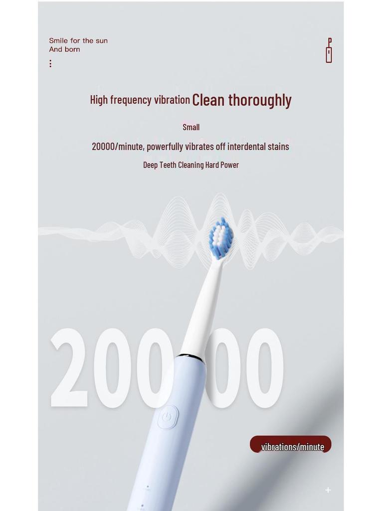 Adult Three-Speed Soft Bristle Sonic Electric Toothbrush with USB Charging