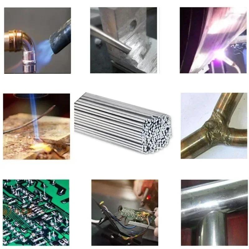 100/20/10pcs Low Temperature Easy Melt Welding Rods Stainless Steel Solder Rod Cored Wire Rod Weld Bar Aluminum Repairing Agent Kit