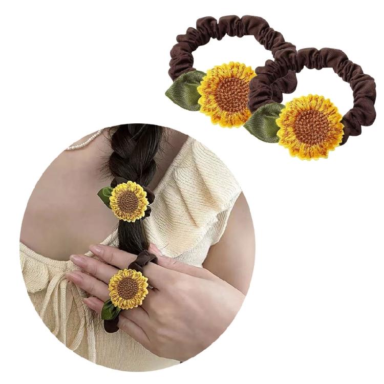 2Pcs Elastic Sunflower Hair Tie Fashion Hair Accesories Unique Hair Clip For Adding Style To Everyday And Special Event