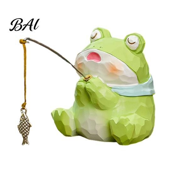 Glass Hydroponic Vase Set Leisure Fishing Frog/Cat/Panda/Bear Statue Ornaments, Clear Mini Vases Miniature Decorative Figurines for Tea Tables
