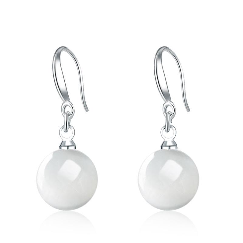 Women's Retro French Cat's Eye Water Drop Earrings - Elegant Studs with Ear Hooks