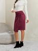 Women's Solid Color Irregular Suede Zipper Skirt High Waisted Buckle Wrapped Hip Twisted Elastic Knot Short Skirt Middle Skirt