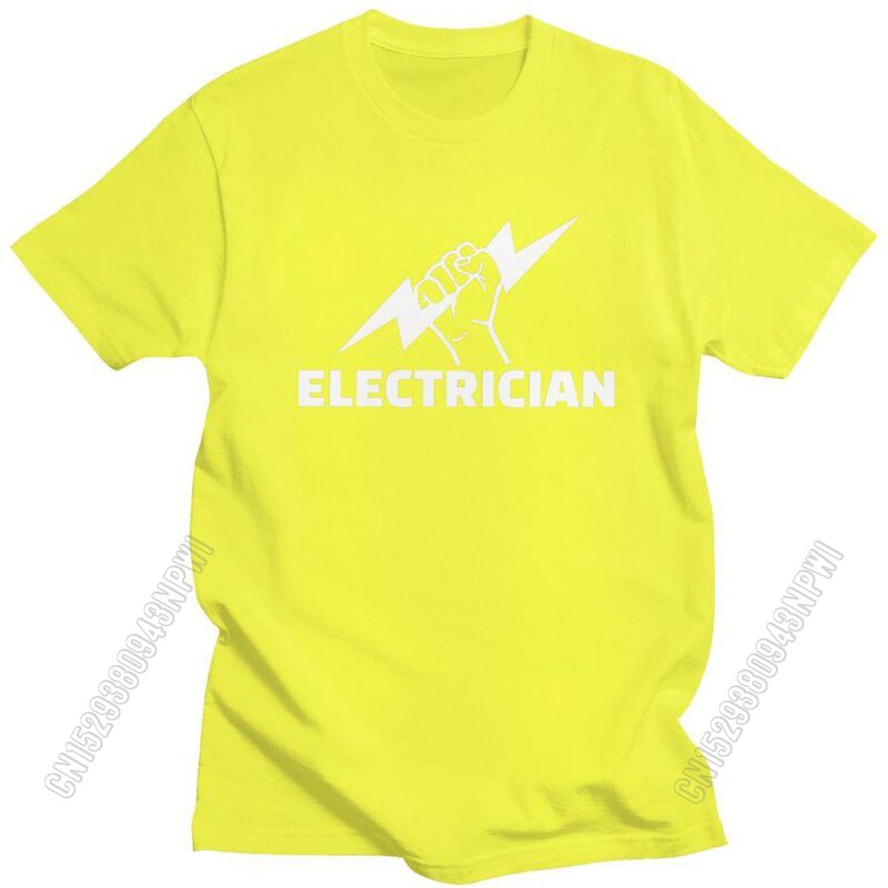 Electrician T Shirt For Men Pure Cotton Tee Engineer Electrical Power Tshirts Short Sleeved T-Shirt Gift