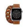 Gourmette Double Tour für Apple Watch Band 40 mm 41 mm 38 mm 44 mm 45 mm 42 mm Echtlederarmband iWatch Serie 7 6 5 3 SE Armband