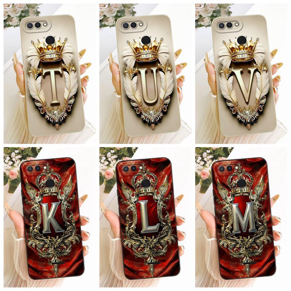 Cover For Redmi 6 Case Luxury A-Z Letters Fashion Crown 2D Painted Silicone Phone Casing M1804C3DG M1804C3DH M1804C3DI