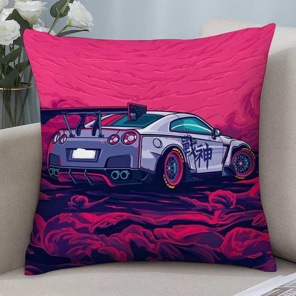 Luxury Rally Sports GTR Race Car Pillow Case Short Plush Sofa Decorative Gift Home Double-sided Printing Cushion