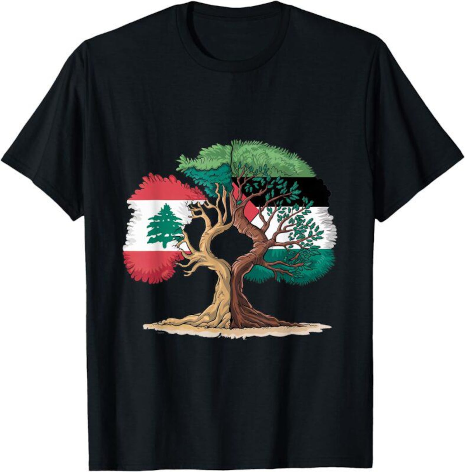 Lebanon Palestine Flag Lebanese Palestinian United T shirt Solidarity Graphic Tee S