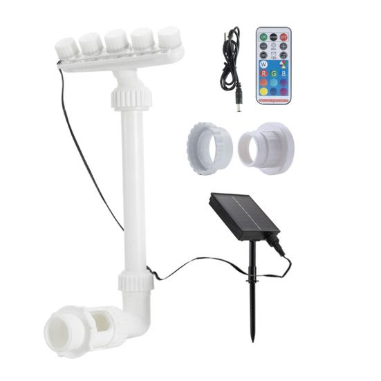 Solar Pool Fountain Adjustable Fountain with 7 Color LED Lights Universal RGB Color Changing Waterfall Light with Remote Control