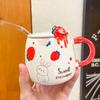 Cute Rabbit Strawberry Mug Straw Coffee Cup Mug for Tea Mugs Funny Cups and Mugs Drinkware Kitchen Dining Bar Home Garden