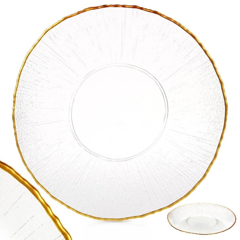 Glass Golden Dinner Plate Shallow Flat for Dinner Snacks Platter 28 cm