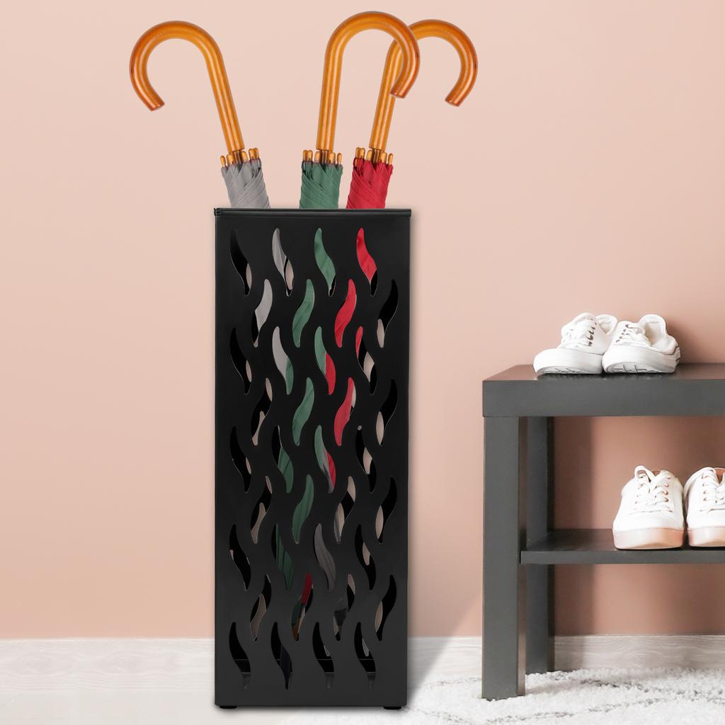 Umbrella Holder Metal Free Standing Umbrella Stand Rack Rectangular Multipurpose Indoor Walking Stick Holder for Home Entryway
