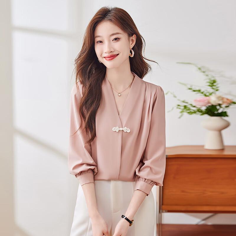 Toluoman Women s Chinese Knot Retro Long Sleeve Shirt M