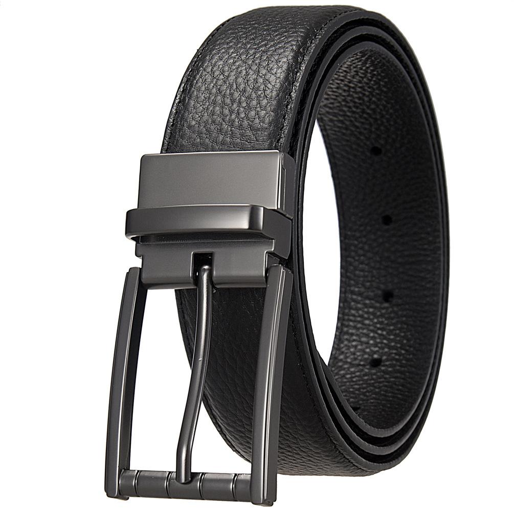 Fashion Punched Belt, First Layer Cowhide Belt, Commuter Men'S Pin Buckle Belt Ly35-25935-5