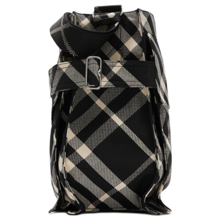 Burberry Check Woven Messenger Bag Black Beige Large Crossbody Shoulder Bag for Women Daily Commute Travel 80950141