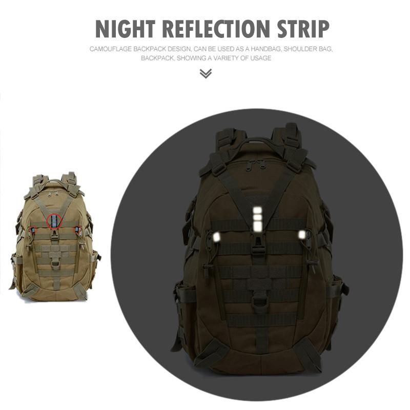 1Pc  Tactical Backpack for Men Camping Hiking Backpacks Reflective Outdoor Travel Bags Survival Climbing Rucksack Bag