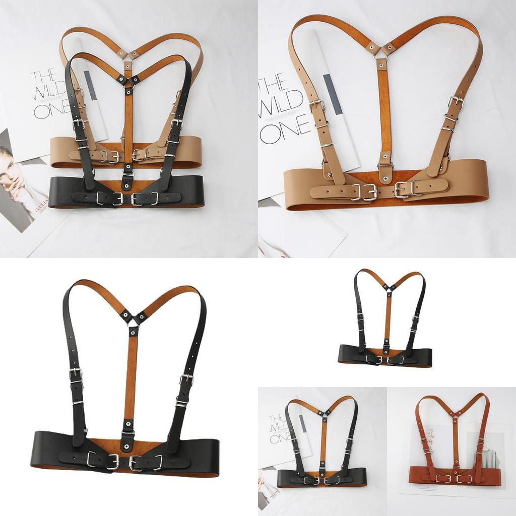 Functional Punk Leather Waist Belt With Buckle Closure Suitable For Dresses And Jk Shirts