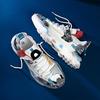 Spring and Autumn large size new men's fly-woven sports shoes solid color heightening casual running shoes sports shoes men