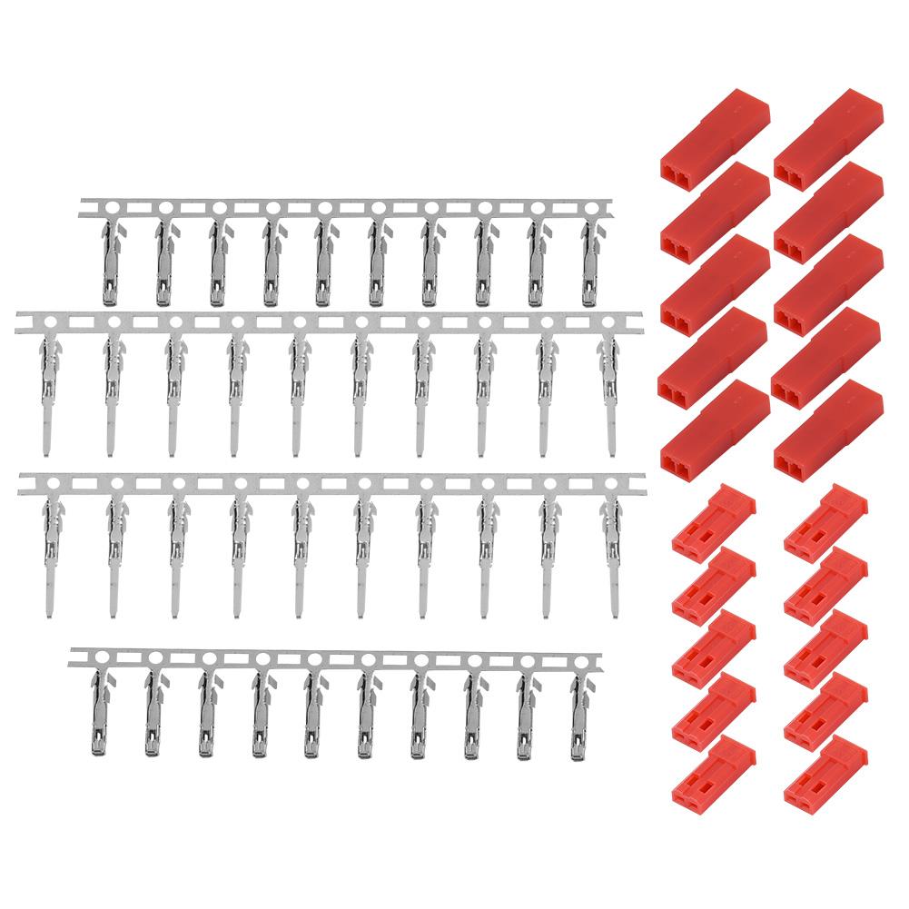 JST Female and Male Plug Battery Red Color Housing & Connector Pin Set (10 Pairs)