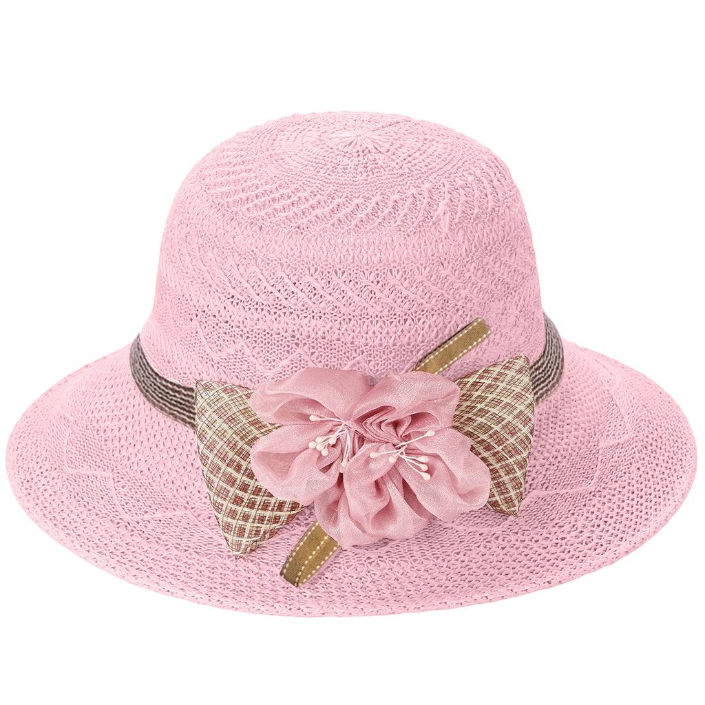 Wide Brim Straw Sun Hat with Decorative Flower and Lightweight Breathable Summer Hat for Women Outdoor Use