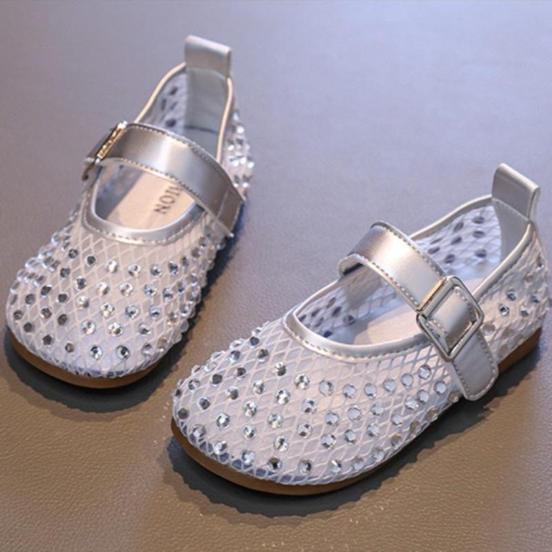Kids Girls Fragrant Style Flat Shoes, Spring Summer Crystal Shallow Mouth Princess Casual Loafers