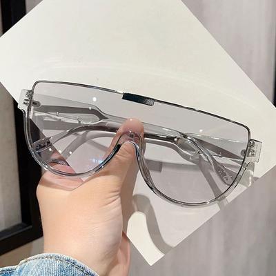 Vintage Monoblock Semi-round Sunglasses Outdoor Half Frame Oversized Sun Glasses Designer UV400 Eyewear for Women & Men