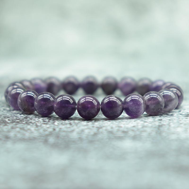 Grade A 100% Natural Amethyst Bracelet Women Valentine Day Gift For Girlfriend 4/6/8/10/12mm Beaded Braslet Casual Accessories