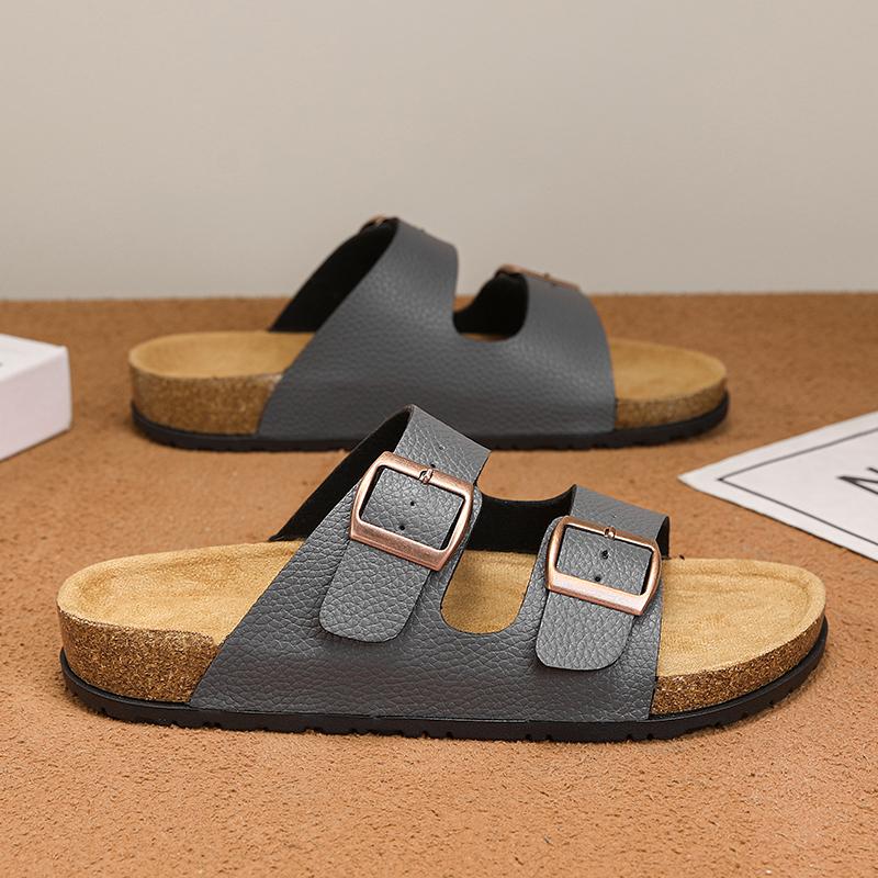 Fashion Men's Sandals Classic Leather Slippers 2025 Summer All-match Flats New Soft Soled Slippers Lightweight Outdoor Men's Slippers