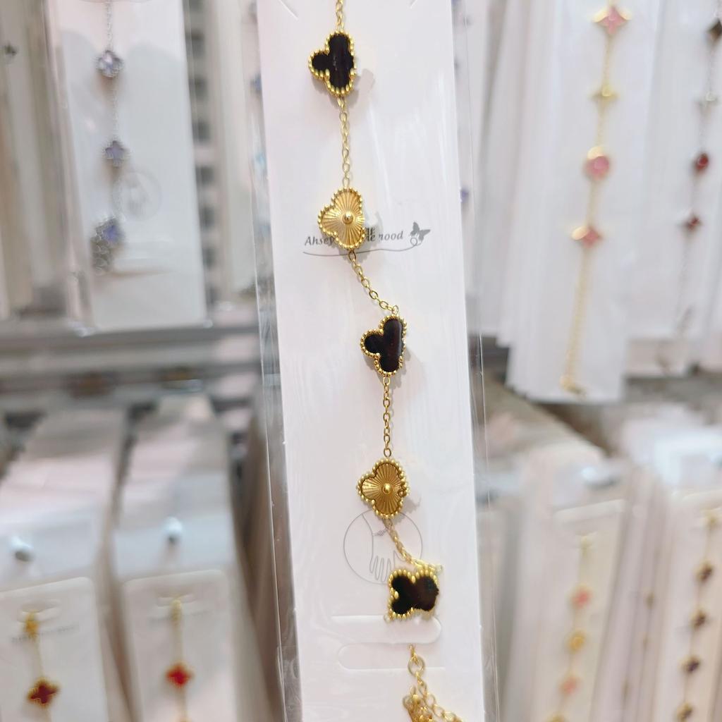 Double-sided Five-flower Four-leaf Clover Bracelet Titanium Steel Does Not Fade Light Luxury High-end Jewelry